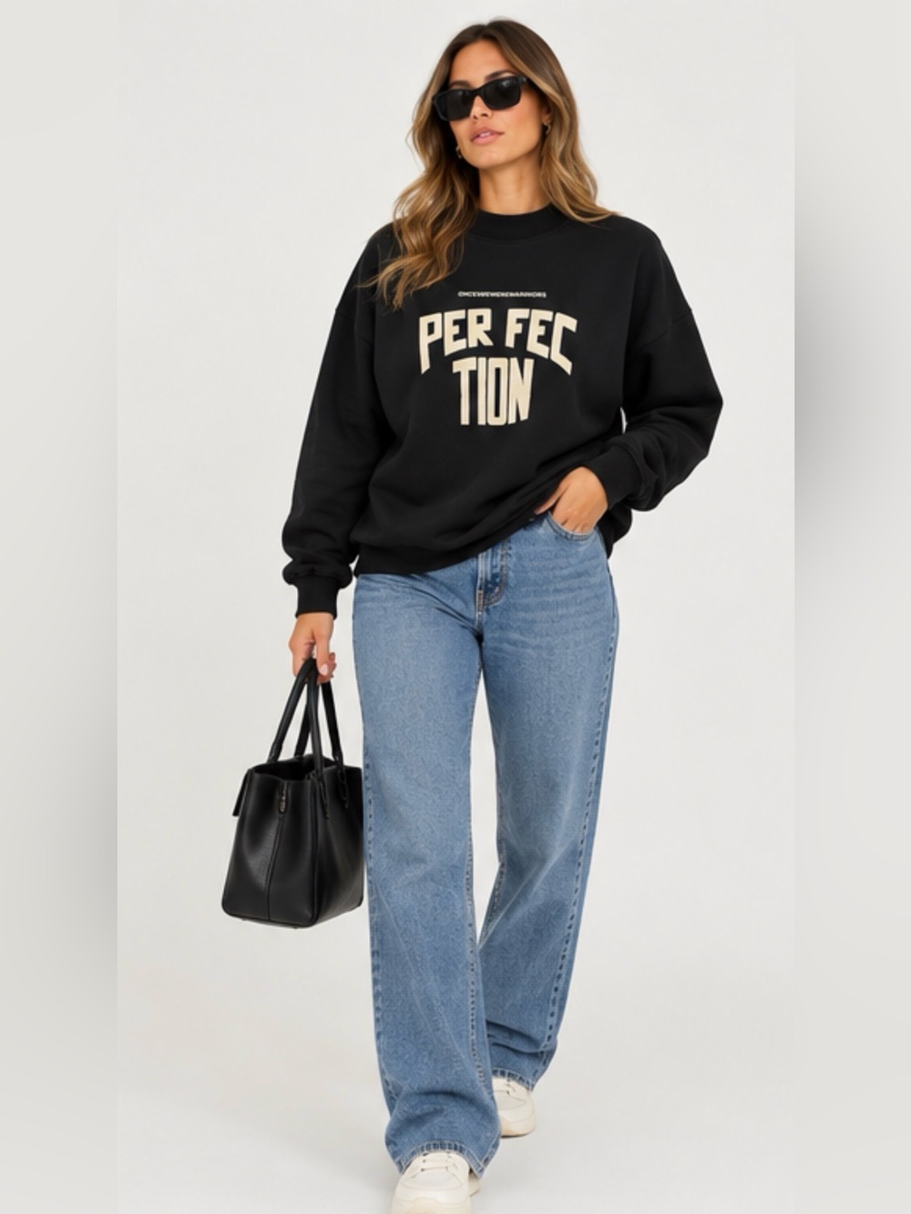 O3W Once We Were Warriors Nina Perfection Crewneck Sweatshirt Black M NWT